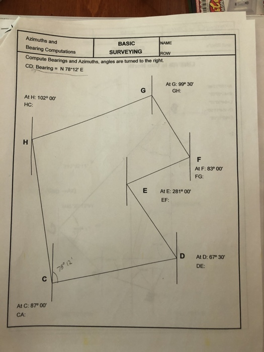 Solved Azimuths and NAME BASIC Bearing Computations
