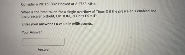 Solved Consider a hardware timer supplied by a synchronous | Chegg.com