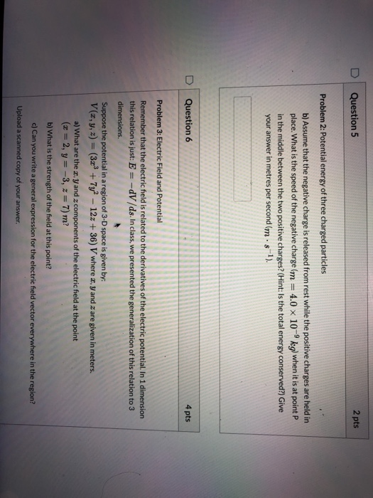 Solved D Question 4 1 Pts Problem 2 Potential Energy Of 7833