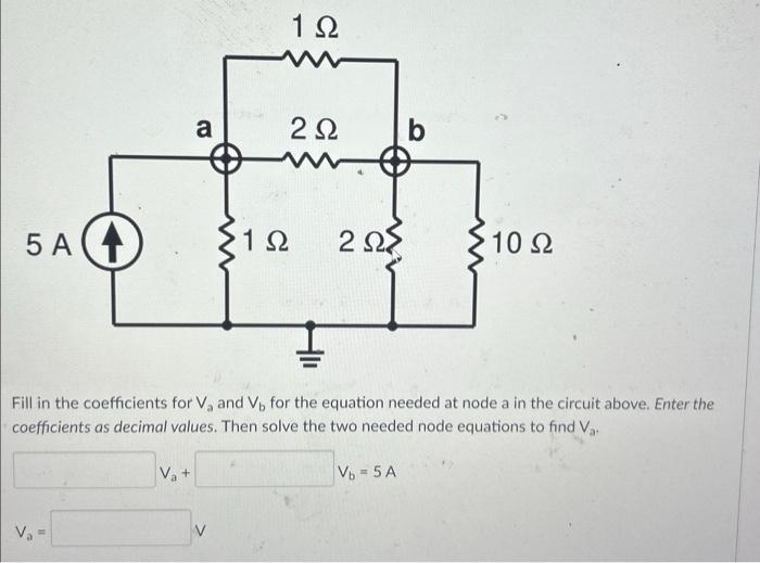 Solved Fill in the coefficients for Va and Vb for the | Chegg.com