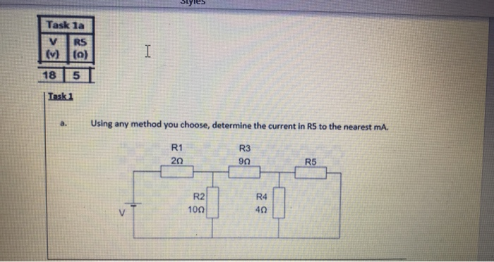 Solved task 1 av = 18r5 = 5task 1bv1= 24R7 = 5R8=10 | Chegg.com