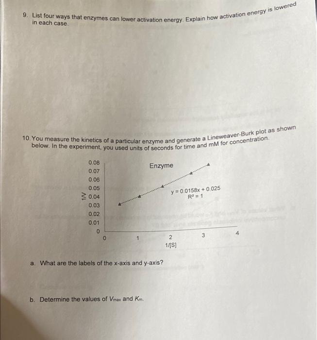 Solved 9. List four ways that enzymes can lower activation