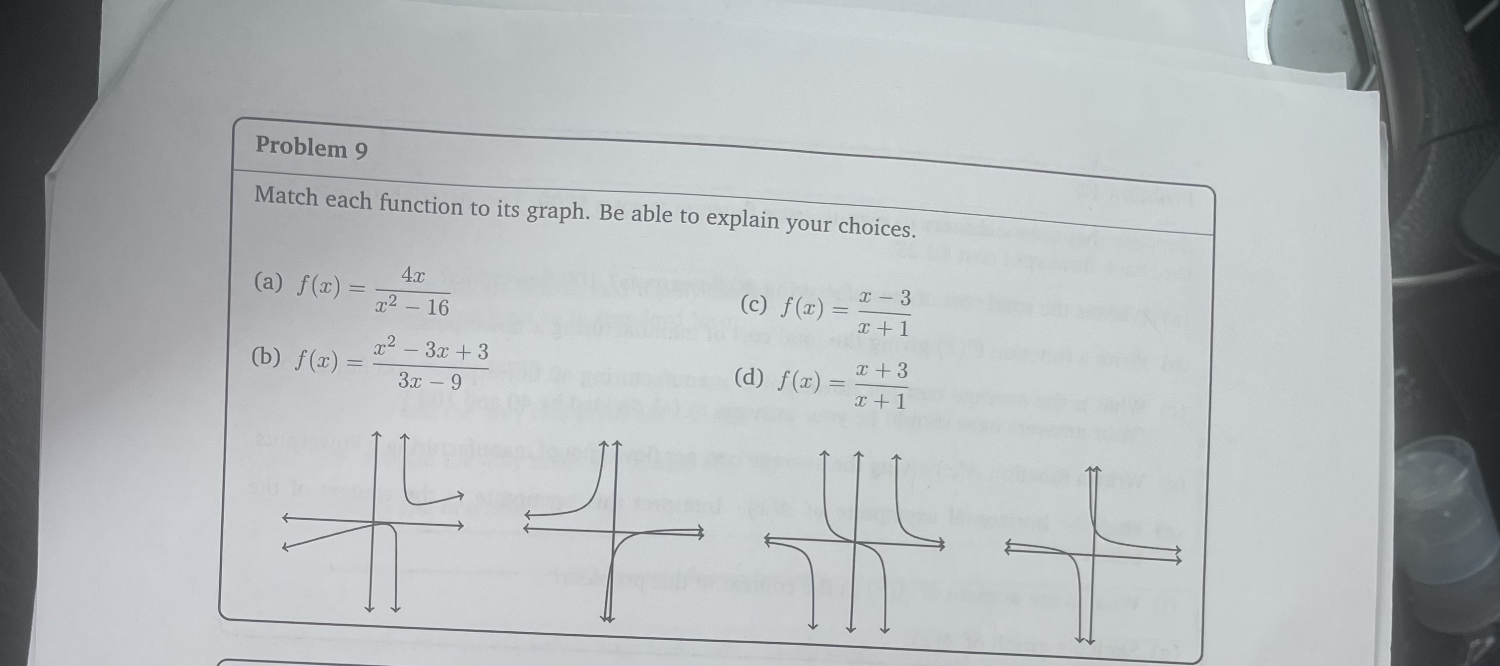 Solved Problem 9Match each function to its graph. Be able to | Chegg.com