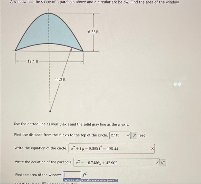 Solved A window has the shape of a parabola above and a | Chegg.com