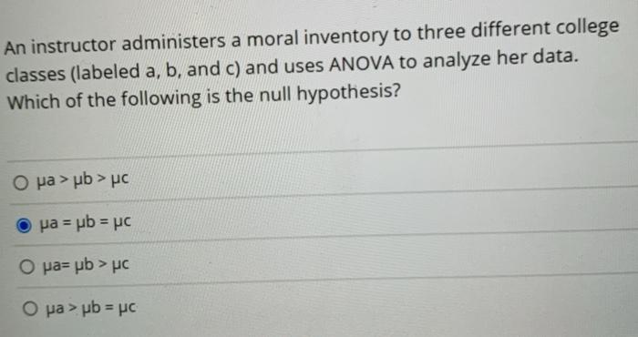 Solved An instructor administers a moral inventory to three | Chegg.com