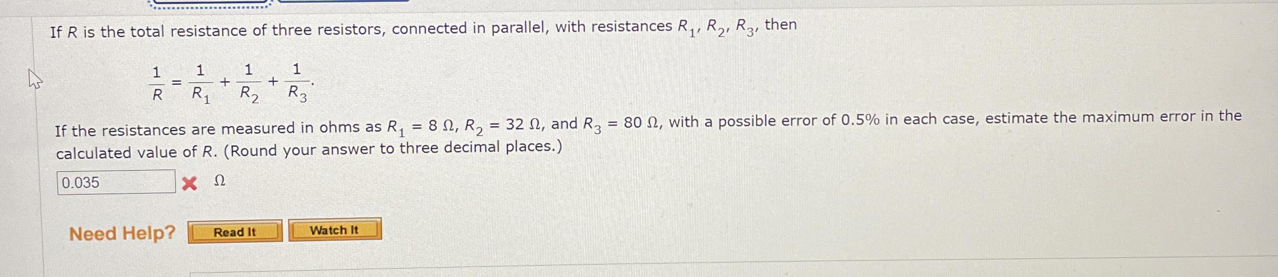 Solved If R ﻿is the total resistance of three resistors,