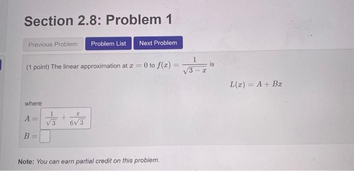 Solved Section 2.8: Problem 1 Previous Problem Problem List | Chegg.com