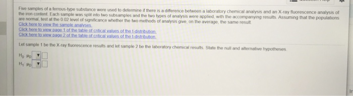 Solved Five samples of a ferrous-type substance were used to | Chegg.com