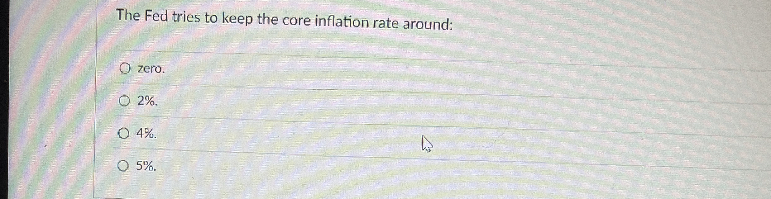 Solved The Fed tries to keep the core inflation rate | Chegg.com