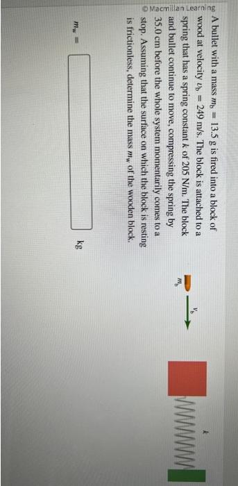 Solved A Bullet With A Mass Mb=13.5 G Is Fired Into A Block | Chegg.com