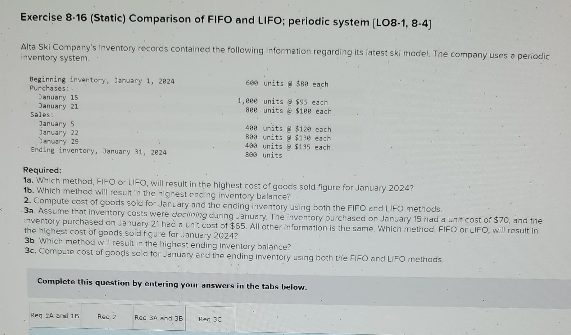 Solved Exercise 8−16 (Static) Comparison of FIFO and LIFO; | Chegg.com