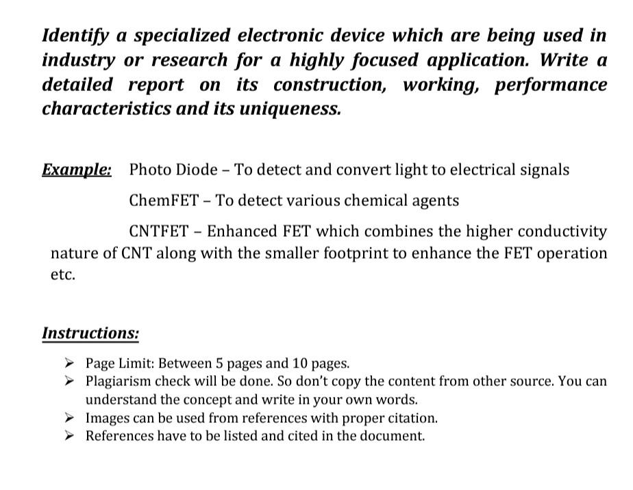 Solved Identify a specialized electronic device which are