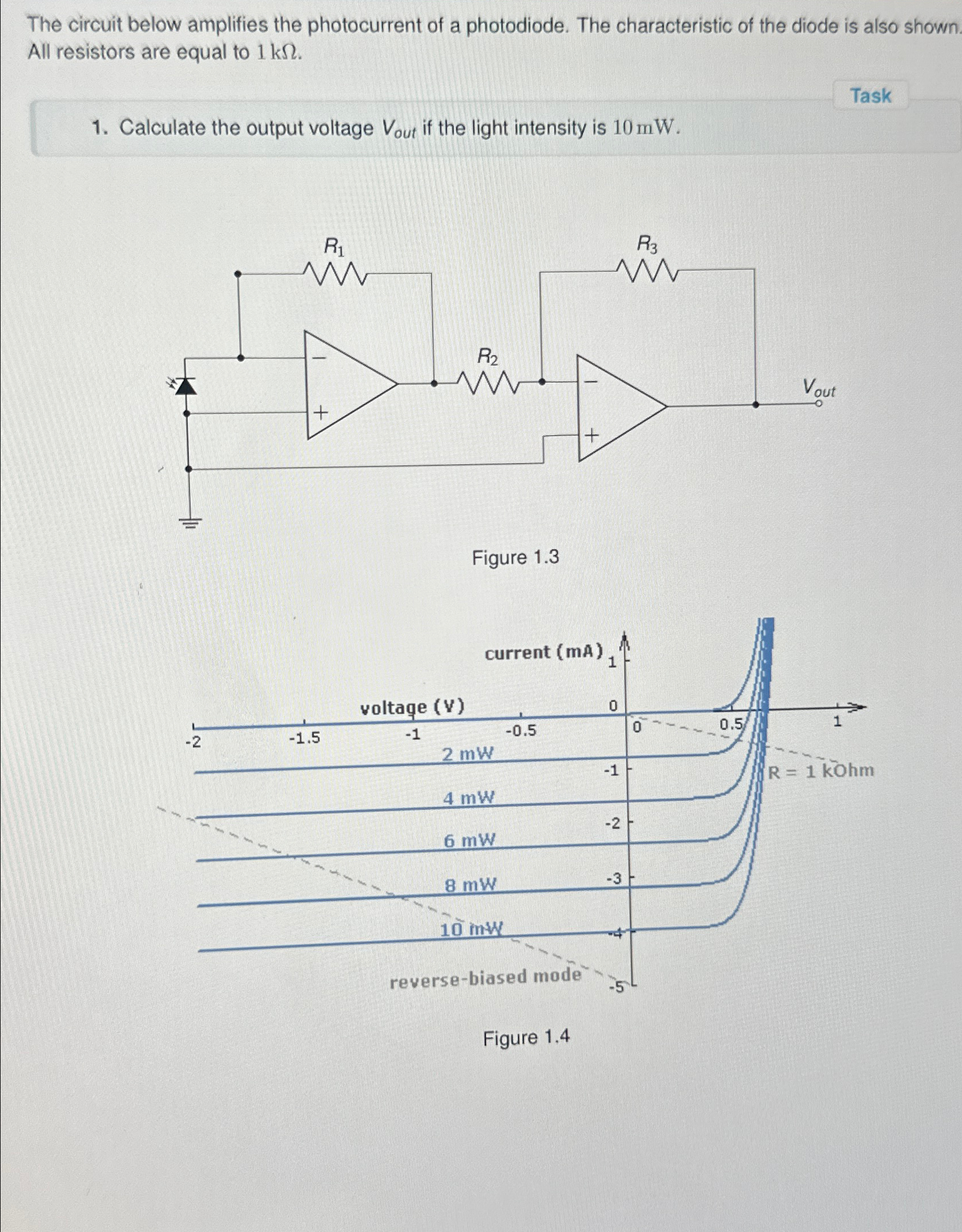 Solved The circuit below amplifies the photocurrent of a | Chegg.com