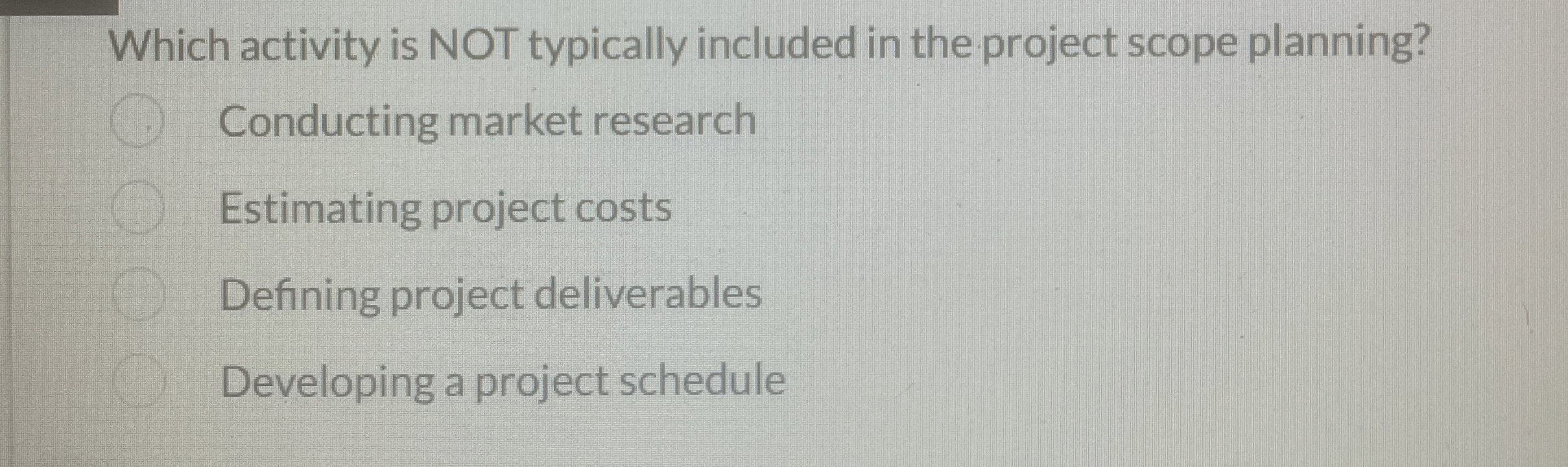Solved Which activity is NOT typically included in the | Chegg.com