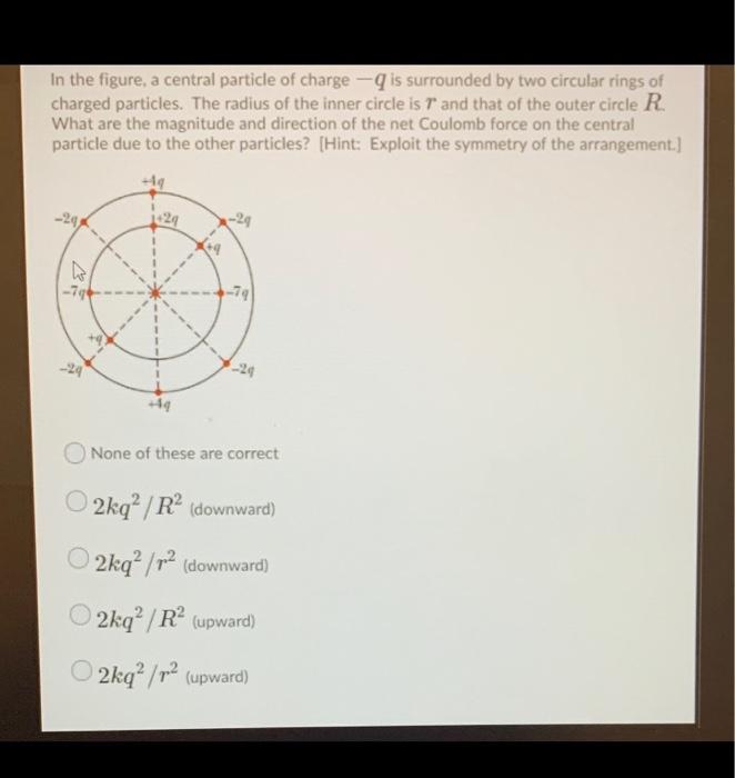 Solved In the figure, a central particle of charge - is | Chegg.com