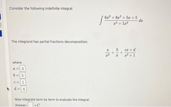 Solved Consider The Following Indefinite Integral. | Chegg.com