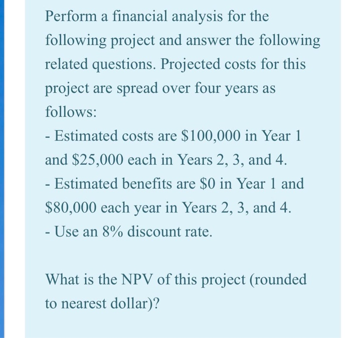 Solved Perform A Financial Analysis For The Following | Chegg.com