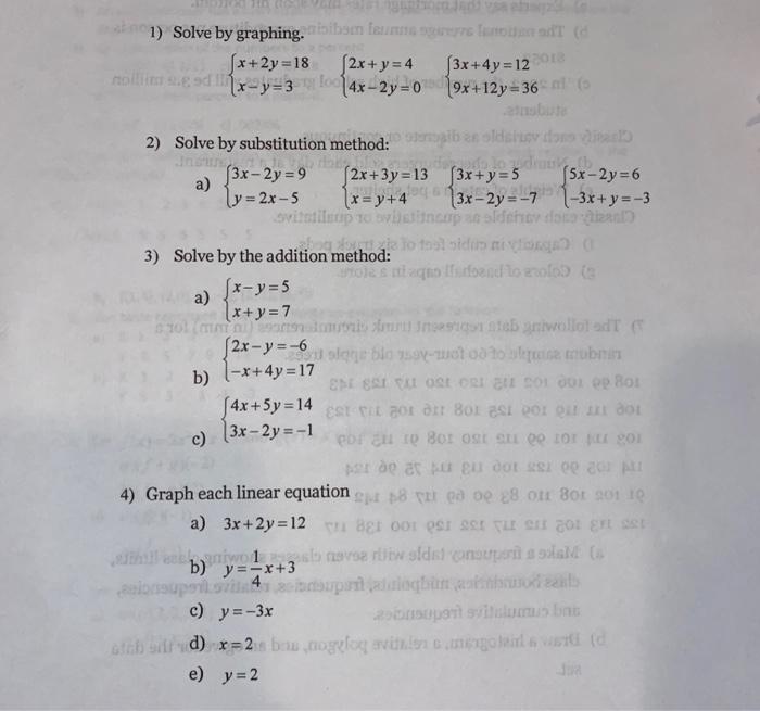 Solved Med X Y 3 3x 4y 12 1 Solve By Graphing Mobis Chegg Com