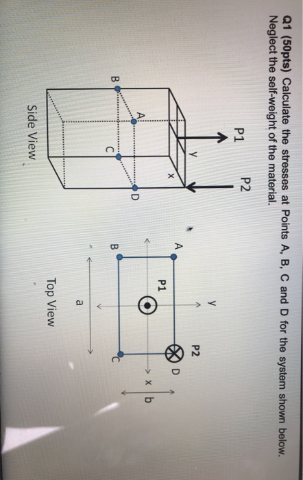 Solved Q1 (50pts) Calculate the stresses at Points A, B, C | Chegg.com