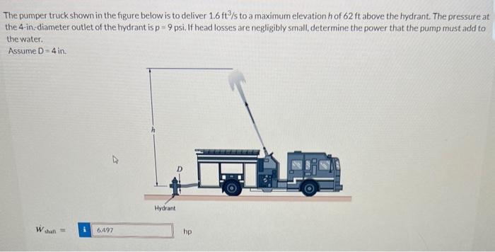 Solved The pumper truck shown in the figure below is to | Chegg.com