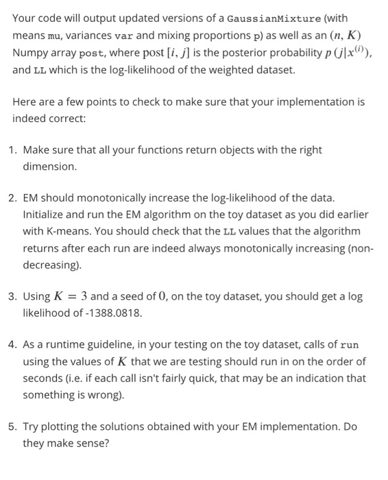 Recall The Gaussian Mixture Model Presented In Cla Chegg Com