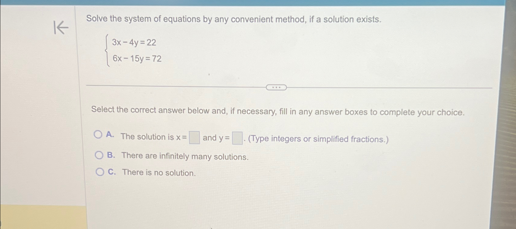 Solved Solve the system of equations by any convenient | Chegg.com