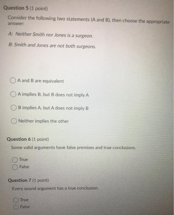 Solved Question 1 (1 point) Consider the following two | Chegg.com