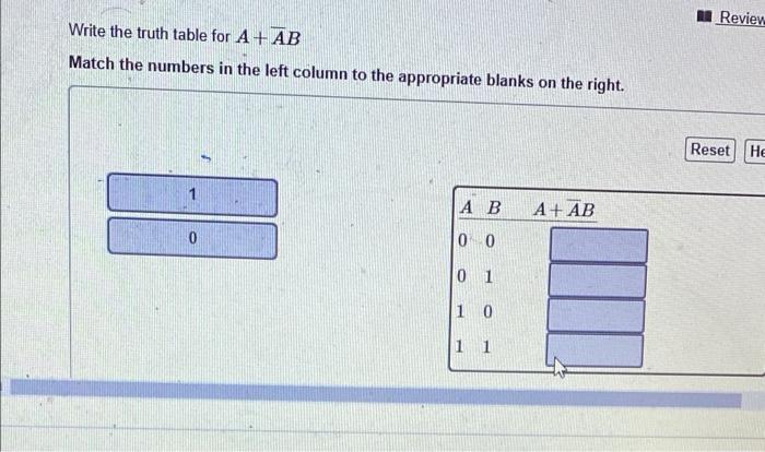 Solved Consider Boolean expressions: A+ AB and A+B. Write | Chegg.com
