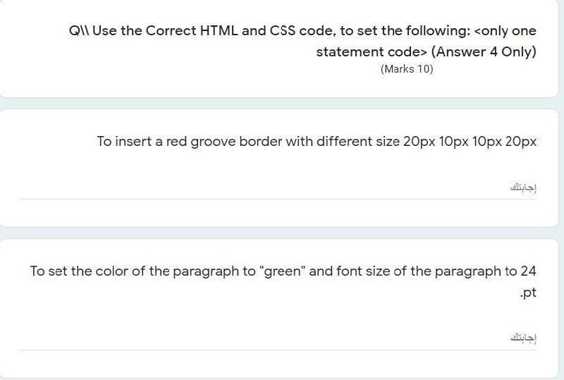 Solved Qll Use the Correct HTML and CSS code, to set the | Chegg.com