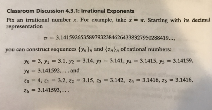 T Classroom Discussion 4 3 1 Irrational Exponents Chegg Com