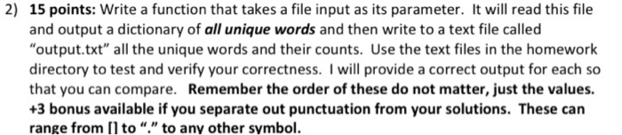Solved 2) 15 points: Write a function that takes a file | Chegg.com