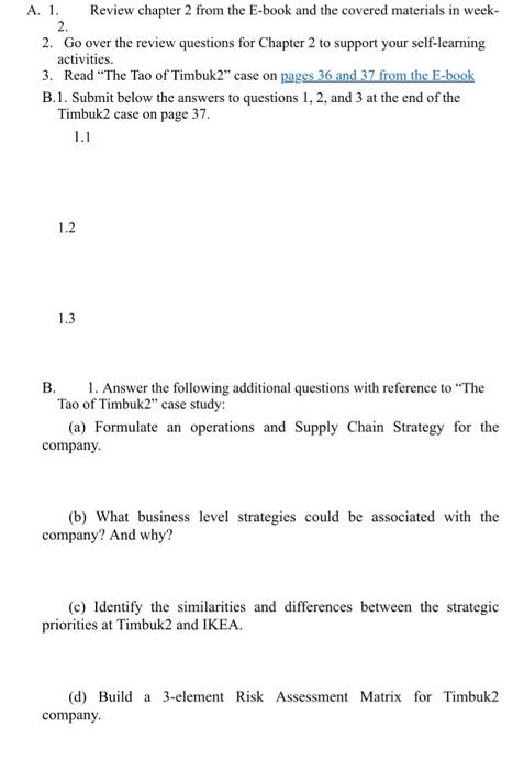 Solved A. 1. Review Chapter 2 From The E-book And The | Chegg.com