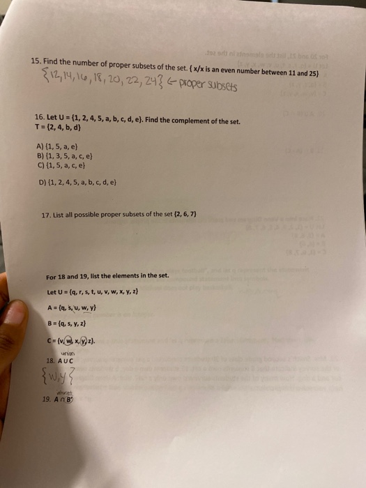 Solved 15. Find The Number Of Proper Subsets Of The Set. | Chegg.com