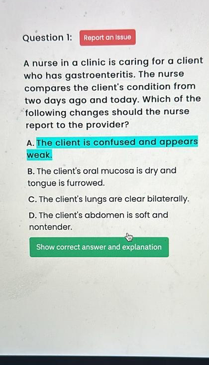Solved Question 1:A nurse in a clinic is caring for a client | Chegg.com