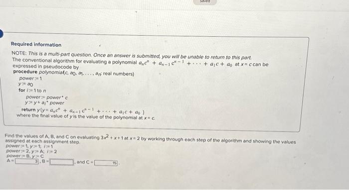 Solved Required information NOTE: This is a multi-part | Chegg.com