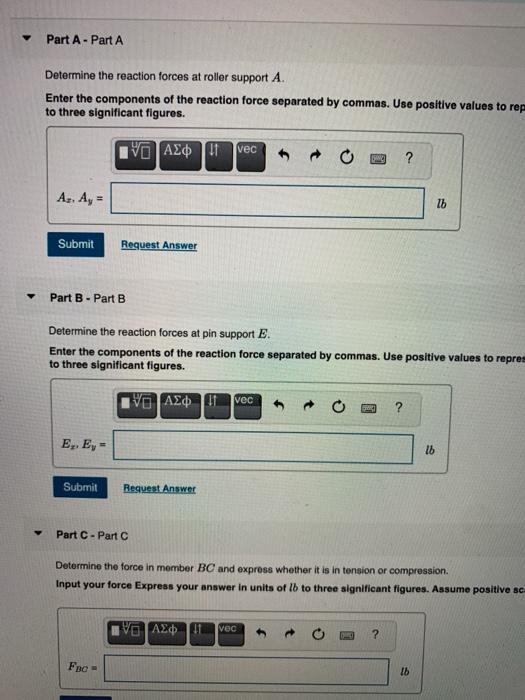 Solved Part A - Part A Determine the reaction forces at | Chegg.com