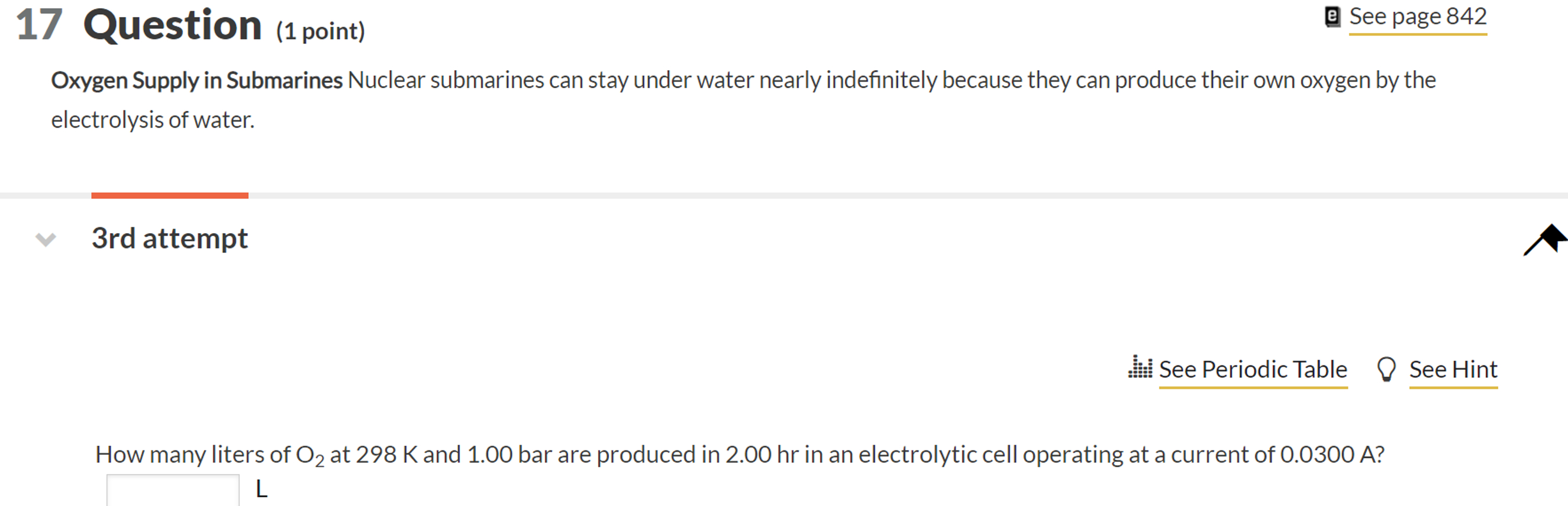 Solved 17 ﻿Question (1 ﻿point)Oxygen Supply in Submarines