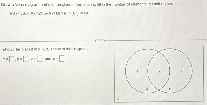 Solved Draw a Venn diagram and use the given information to | Chegg.com