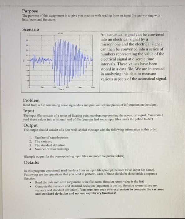 Solved Purpose The purpose of this assignment is to give you | Chegg.com