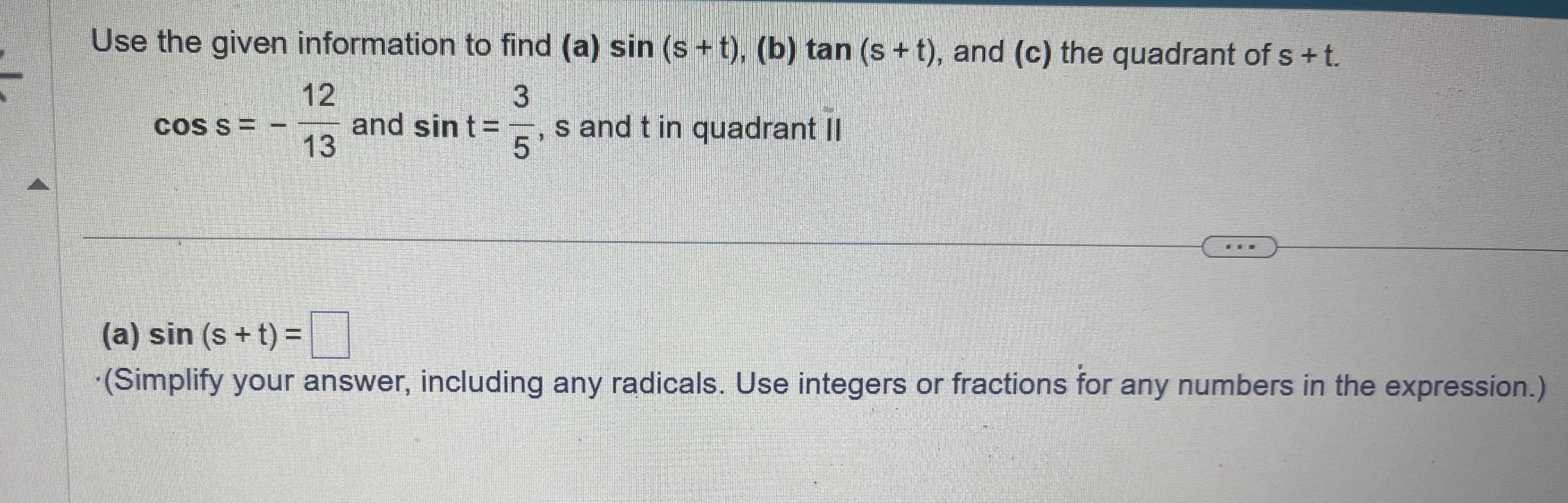 Solved Use the given information to find | Chegg.com