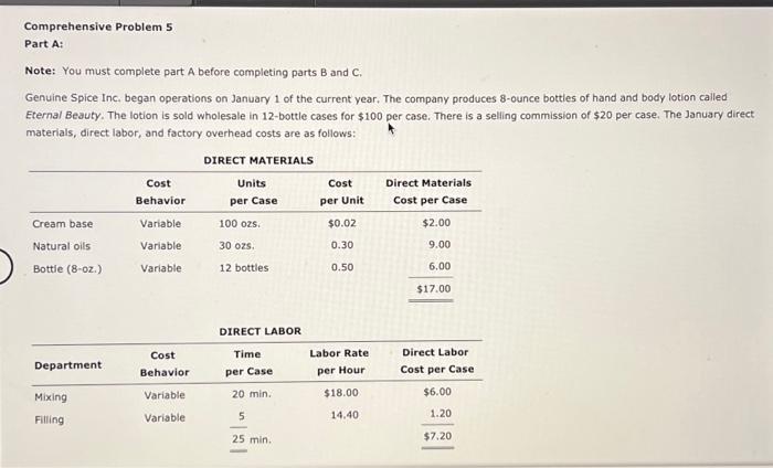 Comprehensive Problem 5 Part A: Note: You must | Chegg.com