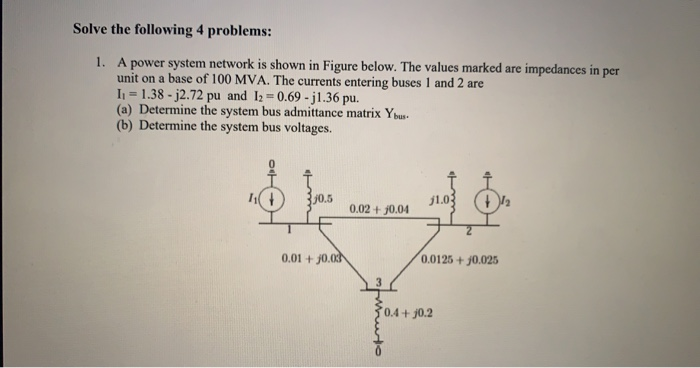 Solved Solve The Following 4 Problems: 1. A Power System | Chegg.com