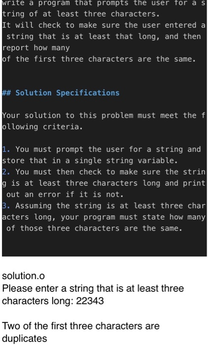 Solved write a program that prompts the user for a s tring | Chegg.com