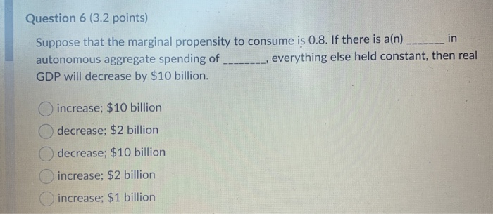 Solved Question 6 (3.2 points) Suppose that the marginal | Chegg.com