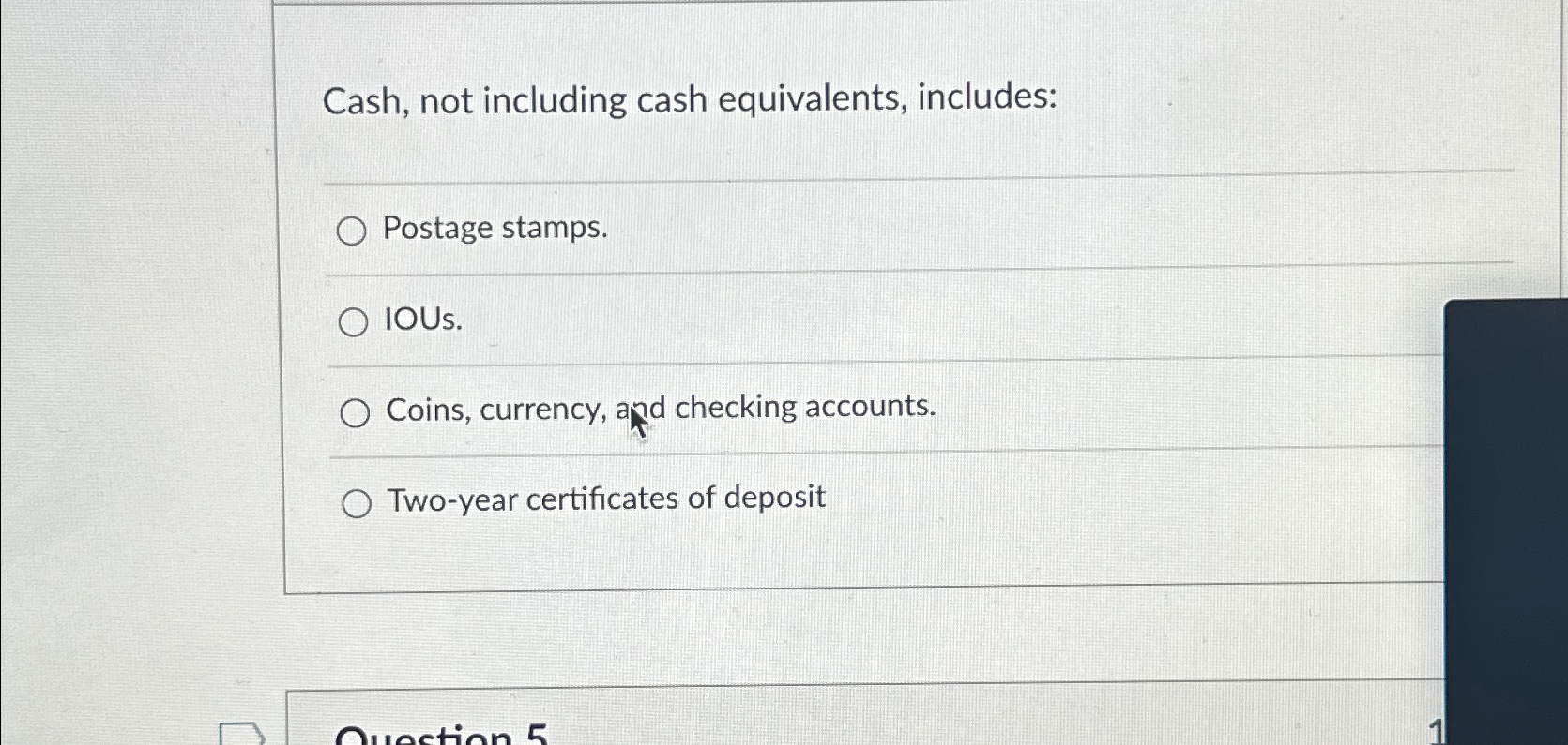 Solved Cash, not including cash equivalents, | Chegg.com