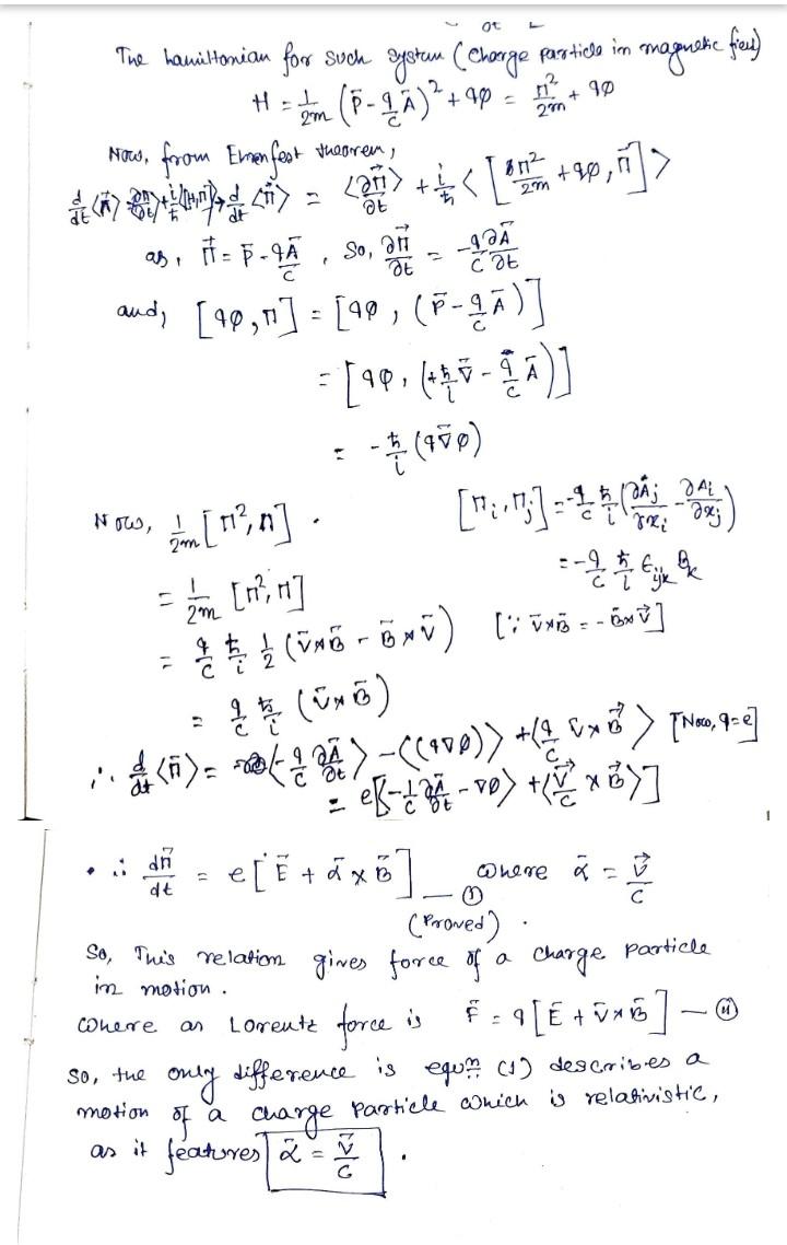 Solved or ivativa (c) Using Ehrenfest theorem, prove that | Chegg.com