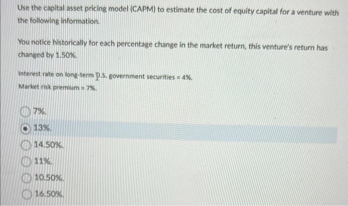 Solved Use The Capital Asset Pricing Model (CAPM) To | Chegg.com