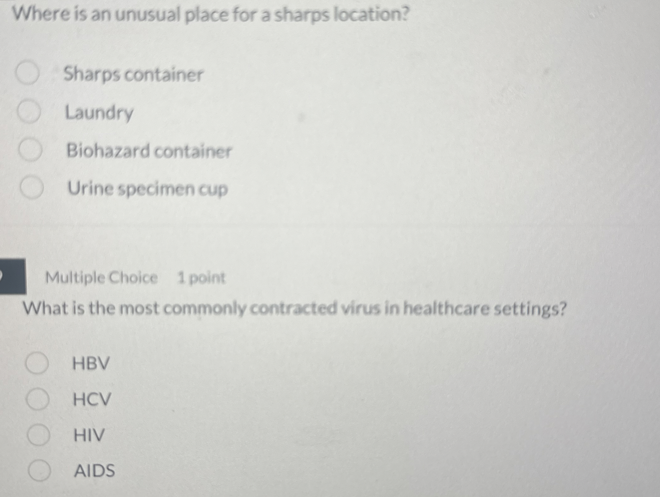 Solved Where is an unusual place for a sharps