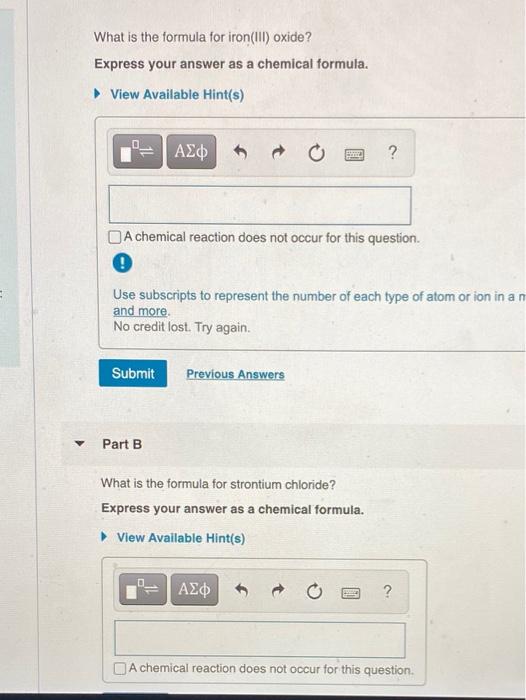 Solved What is the formula for iron(III) oxide ? Express