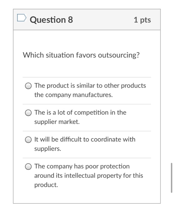 Solved Question 6 1 pts Which of the following typically has | Chegg.com